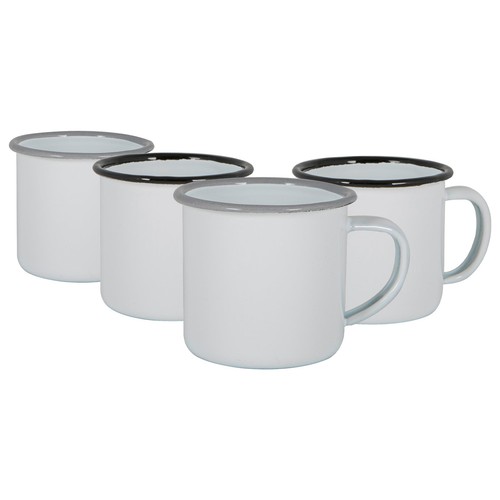 White enamel espresso cups - white,