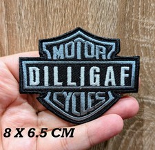 DILLIGAF Iron on Sew on Biker