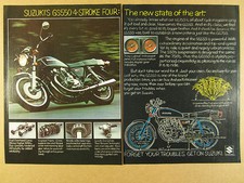 1977 Suzuki GS550 Motorcycle color photos art vintage print Ad