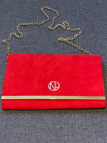Red faux suede clutch bag - , new