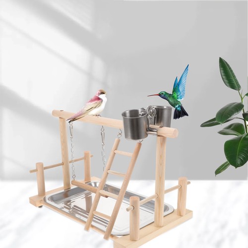 Wooden bird play stand parrot - wooden,