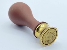 Vintage Brass & Ceramic Handle Shining Sun Wax Seal Stamp 