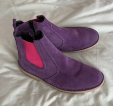 New Purple Suede Flat Ankle Boots Size 4 (37 EUR) - Never Worn