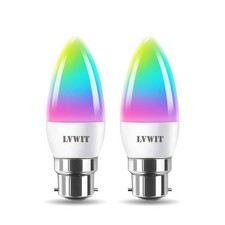 LVWIT B22 Smart Candle Bulb Bayonet, RGB Color B22 Dimmable Candle Bulbs-OPENED