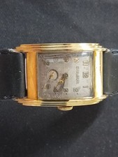 1930s Bulova Art Deco Stepped Sides  Gold Filled Wrist Watch.