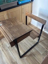 Vintage School Desk with Ink Pot Holder Lift Lid Writing Table