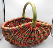 WICKER SHOPPING BASKET COLOURED LARGE SHOPPING GARDENING GOOD CONDITION *READ*