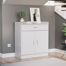 Dalby 2 Door 1 Drawer Shoe Cabinet Storage Cupboard Footwear Stand Rack White
