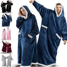 Womens Giant Hooded Blanket Oversized Thermal Hoodie Mid Length Oversized Hoodie