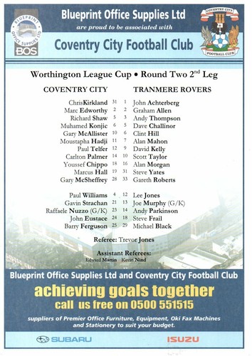 Team sheet coventry city - team,