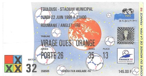 1998 world cup - cup, ticket