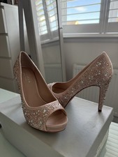 Kurt Geiger Carvela Pale Pink Nude Satin High Heel Open Toe Shoe UK 4 EU37