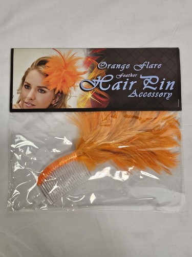 Orange flare feather hair - flare, pin