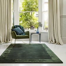 Ascot Green Rug Plain Bordered