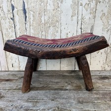 Antique Pegged Oak Footstool Georgian Victorian Rustic English Country Stool