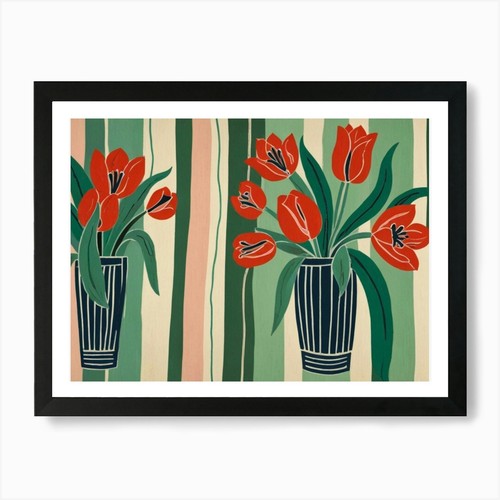 Tulips vases art print - art,