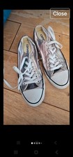 Converse Silver Sneakers Size UK 8 Silver Trainers PUMPS Flats