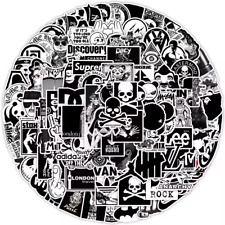 100pcs Black White Graffiti Stickers Vinyl Laptop Skateboard Phone Car Decals