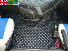 TRUCK ECO LEATHER FLOOR MATS SET FIT VOLVO FH 4 2013+ [ TWIN AIR SEATS ] -BLACK