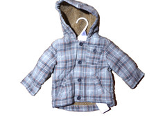 Coat Grey Check Boys Hooded