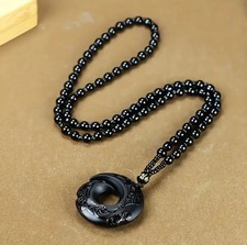 Chinese Healing Spiral Pendant Necklace Jade Lucky Amulet  White Black Green