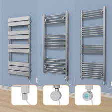 Straight Curved Flat Panel Chrome Heated Towel Rail Prefilled Electric Radiator