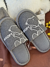 Peanuts Snoopy House Slippers Blue S/M US 6-7 Cozy Indoor Shoes Japan