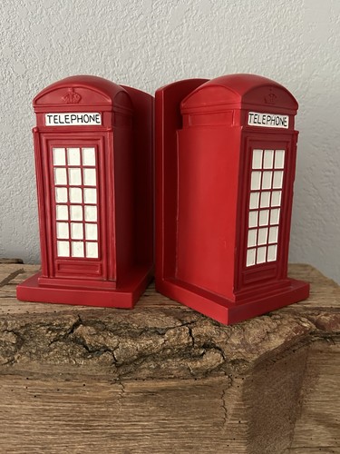 Telephone booth book ends - telephone,