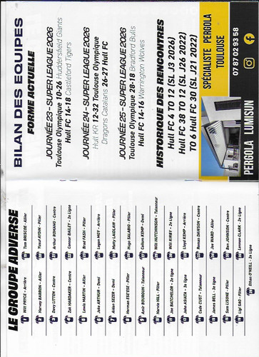 Rugby league programme - league,