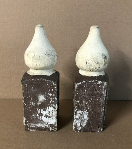 Antique pair shabby - pair, turned