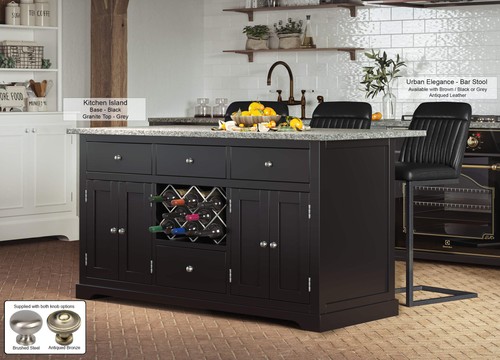 Black kitchen island with grey - black,