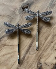2 Gorgeous Silver Colour Metal Dragonfly Hair Clips