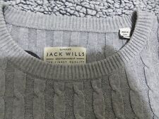 JACK WILLS MENS CREW NECK JUMPER GREY CABLE KNIT CHEST 44" SIZE M