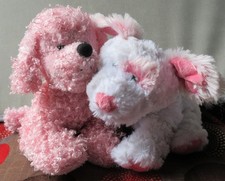 2 Ganz Webkinz Dogs Fluffy Pink Poodle HM107 Cream Soda Pup HM470 Plush Soft Toy