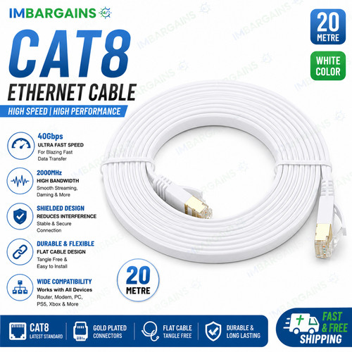 Rj45 cat8 ethernet cable - cable, flat