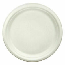 10" White Bagasse Plates - Recyclable Round Paper Plates for Event, Catering