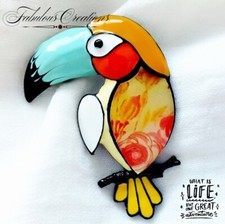 Multicolour Toucan Bird Brooch