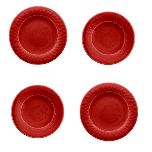 Red crackle glaze 4pc - crackle, melamine