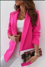 Women's Ruched Sleeve Fully Lined Blazer - Casual/Formal Collared Jacket UK 8-14