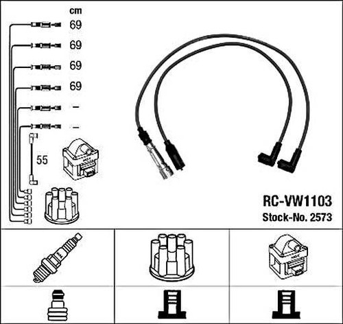 Black ignition cable - ignition, kit