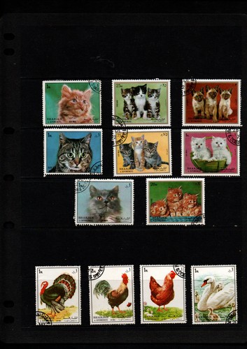 Stamps sharjah cats - stamps, chickens