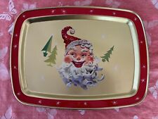 Vintage Christmas Atomic Santa 1950's  Metal Tray