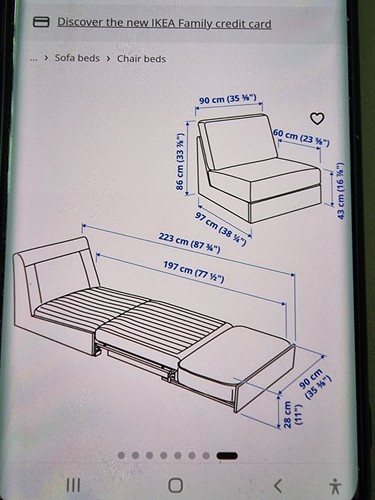 Ikea grey fabric - grey, convertible