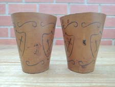 Pair Vintage Leather Cups