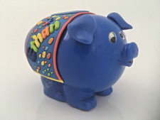 ETHAN Piggy bank money box, blue  - Lovely idea for a Christmas or birthday gift