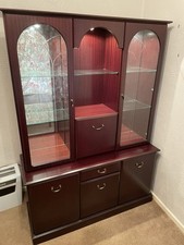 FREE.  Morris Of Glasgow dark wood and  Glass Showing Cabinet