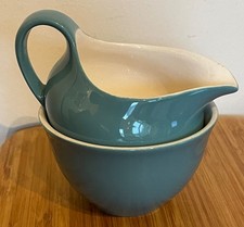 GREEN CREAMER & SUGAR BOWL -