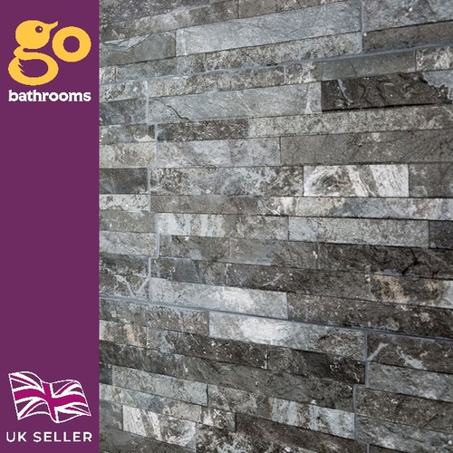 Dark grey textured split face - dark,