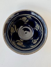 Signed Mid-Century Hand Painted Studio Pottery Stoneware Bowl