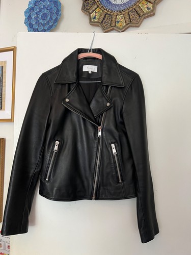 Reiss black leather biker - reiss,